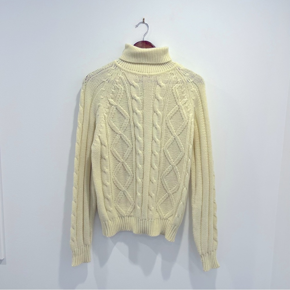 Sigallo Vintage Cable Knit Turtleneck Sweater Fisherman Aesthetic | Women’s XL